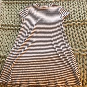 love fire’s grey and white striped dress in size M